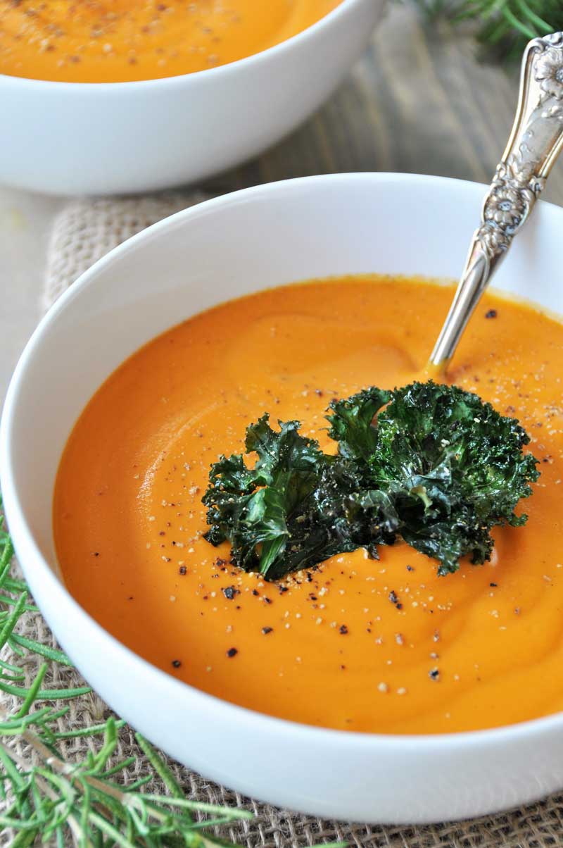 Creamy Roasted Carrot, Garlic, and Rosemary Soup -Vegan and Gluten-Free ...