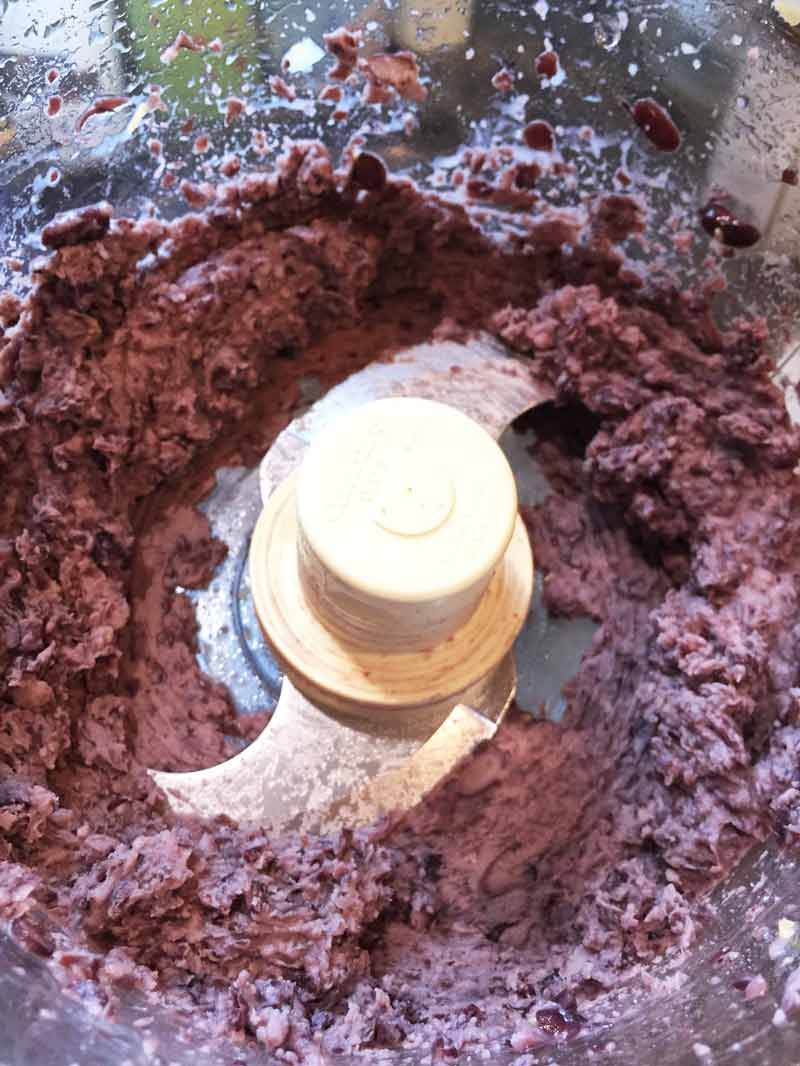 Ground black beans in a food processor