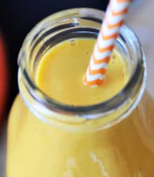 A delicious, creamy, antioxidant filled vegan smoothie recipe with carrots, turmeric, and ginger! So healthy! www.veganosity.com