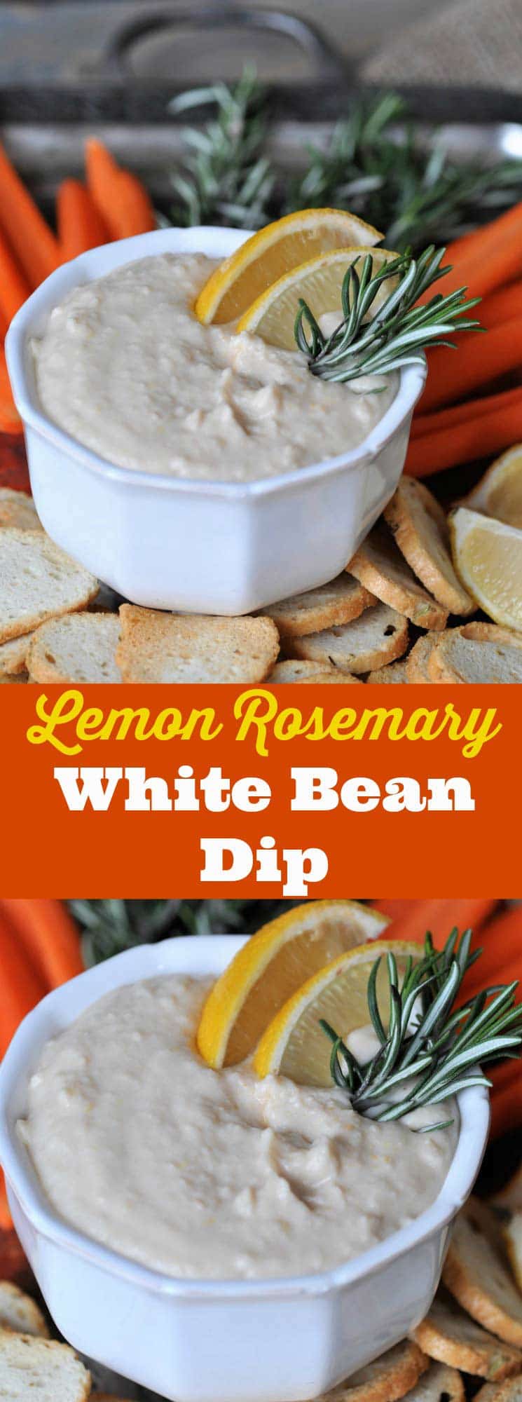 Tangy and bright lemon with savory rosemary and creamy white beans. The perfect vegan appetizer dip!