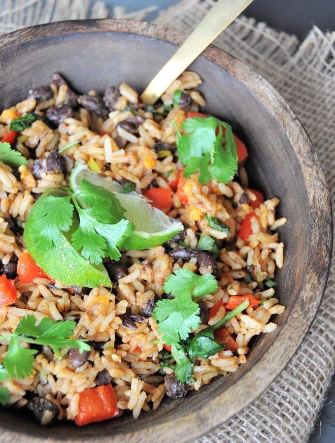 Healthy and easy vegetable black beans and rice. The perfect dinner for a busy weeknight.