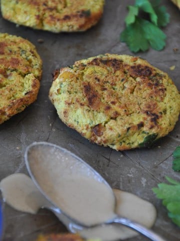 Crispy oven fried falafel for dinner! This is an easy and healthier version of deep fried falafel.