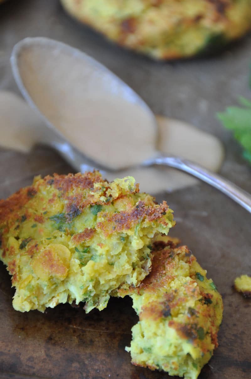 Crispy oven fried falafel for dinner! This is an easy and healthier version of deep fried falafel.