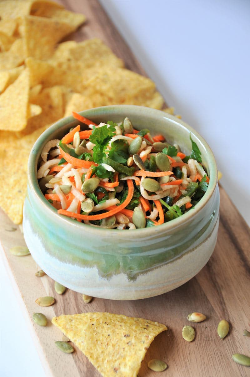 Jicama & Carrot Slaw with Lime Dressing Veganosity