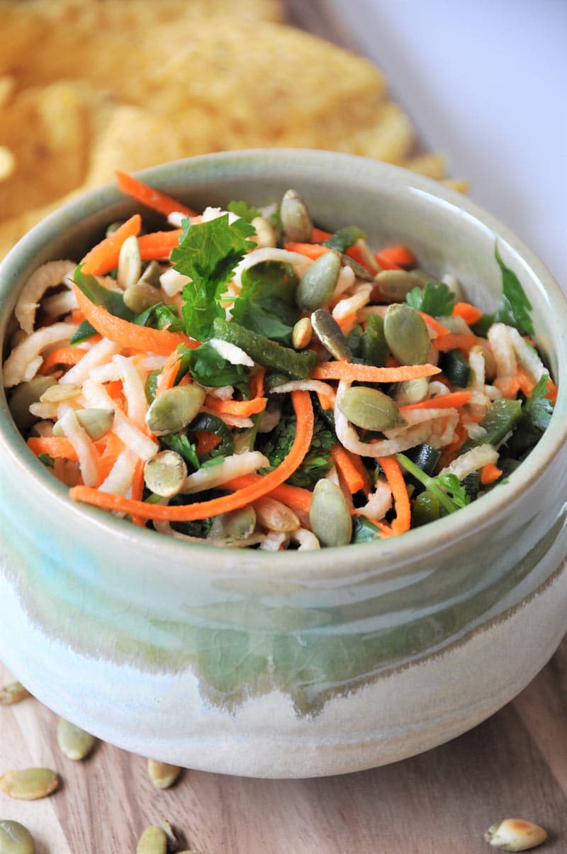 Jicama & Carrot Slaw with Lime Dressing Veganosity