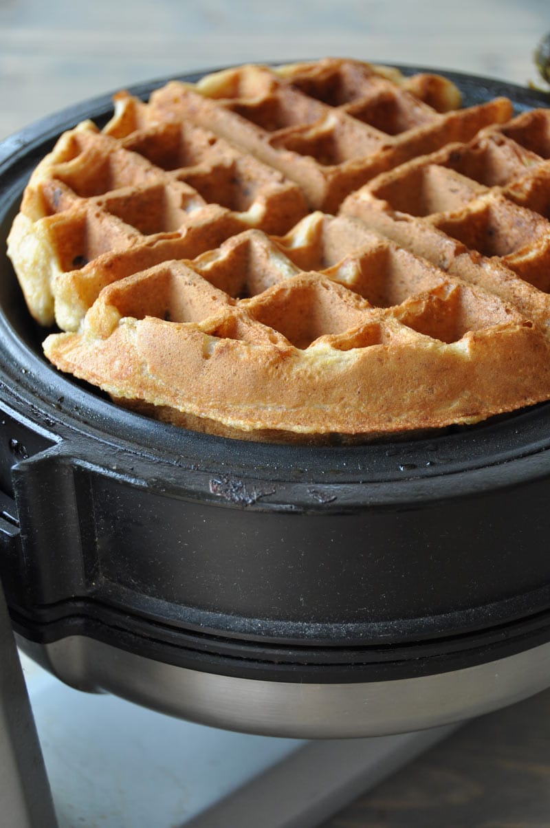 Dairy-free, egg-free, vegan walnut banana bread waffles! The perfect weekend breakfast!