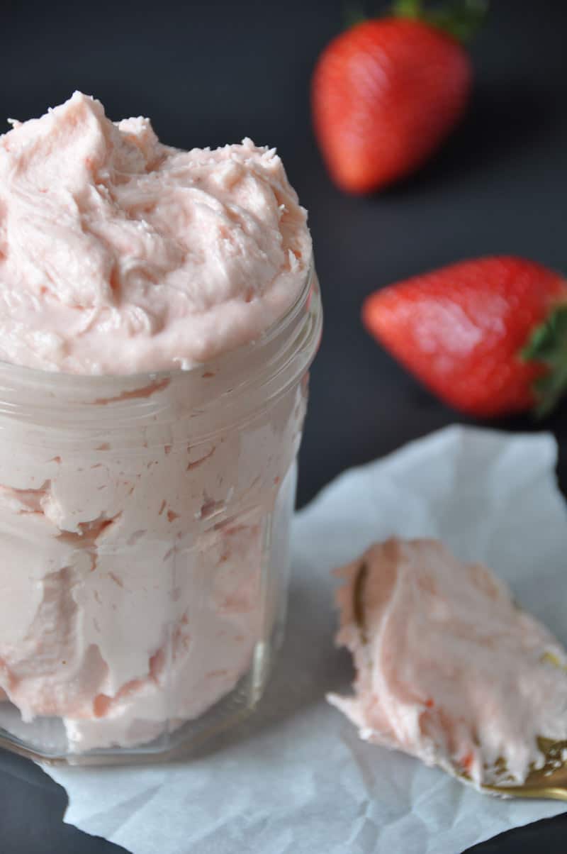 Homemade Strawberry Frosting. Vegan and made with fresh strawberries.