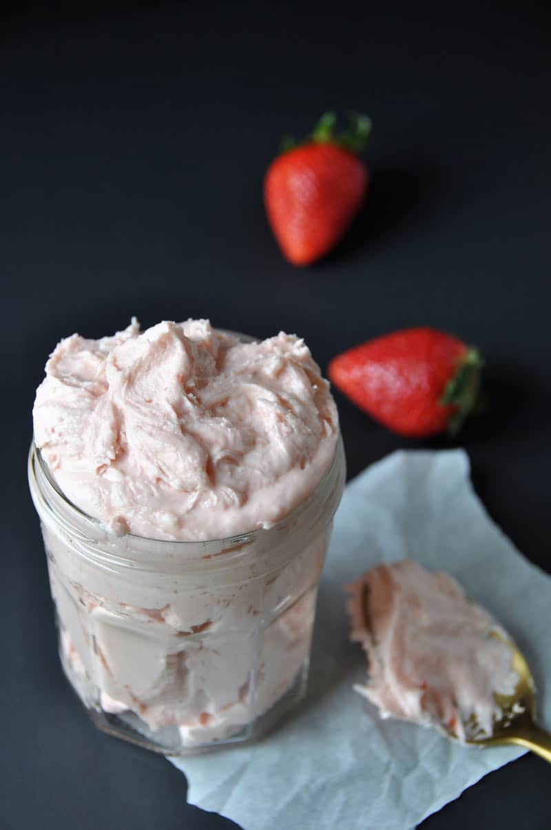 Vegan Strawberry Frosting. Homemade and made with fresh strawberries!
