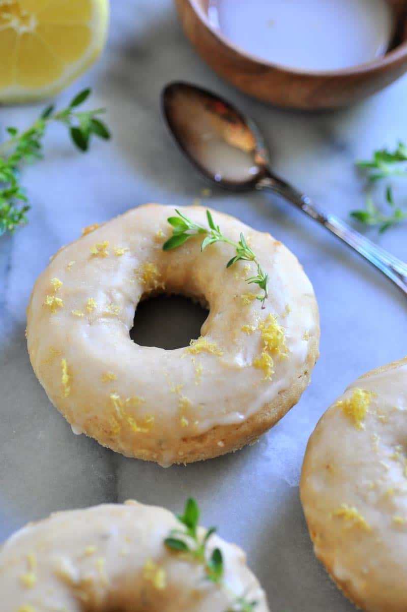 Baked vegan doughnuts with lemon & thyme. So delicious!