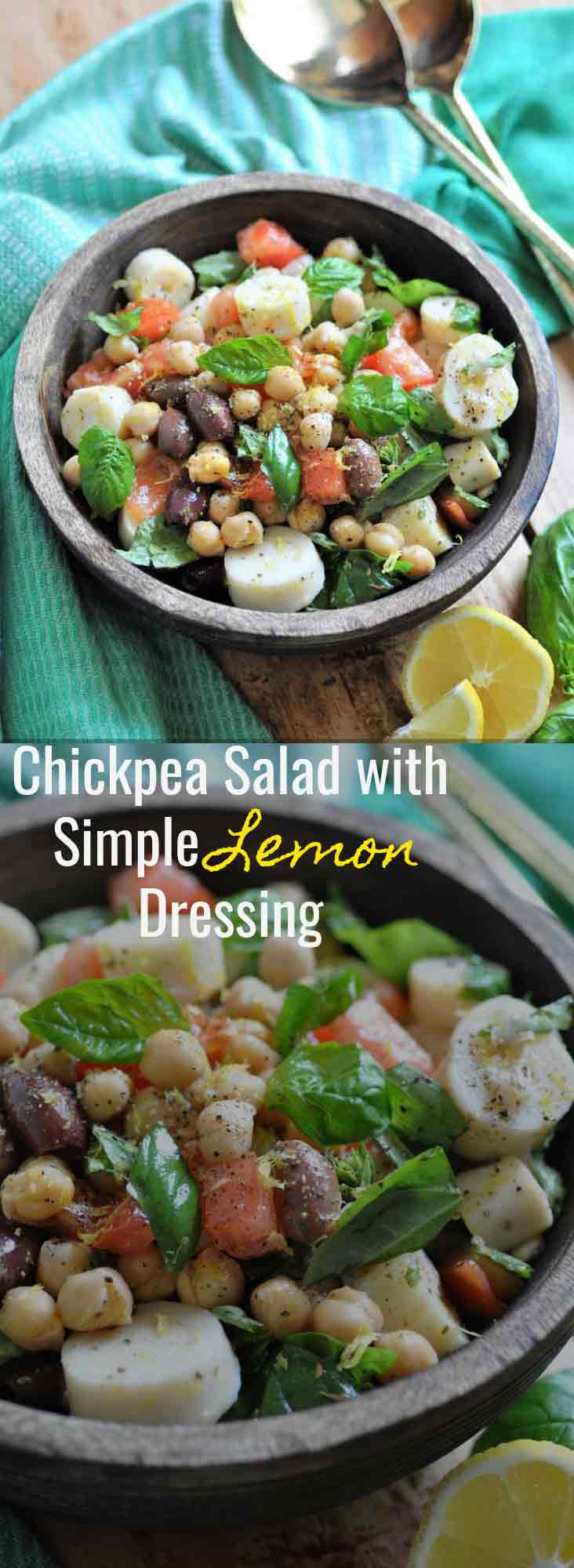 An easy and healthy chickpea salad with lemon dressing. The perfect quick dinner recipe.