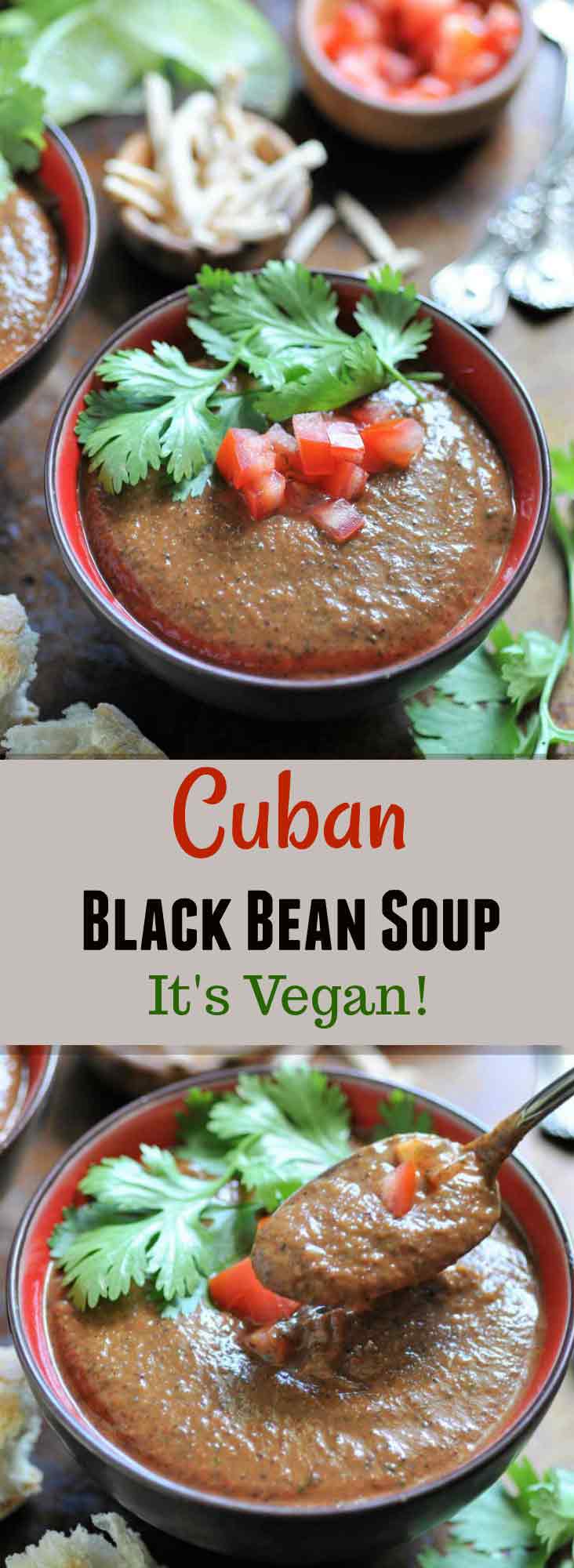 The easiest vegan Cuban black bean soup ever! Perfect for a summer dinner.