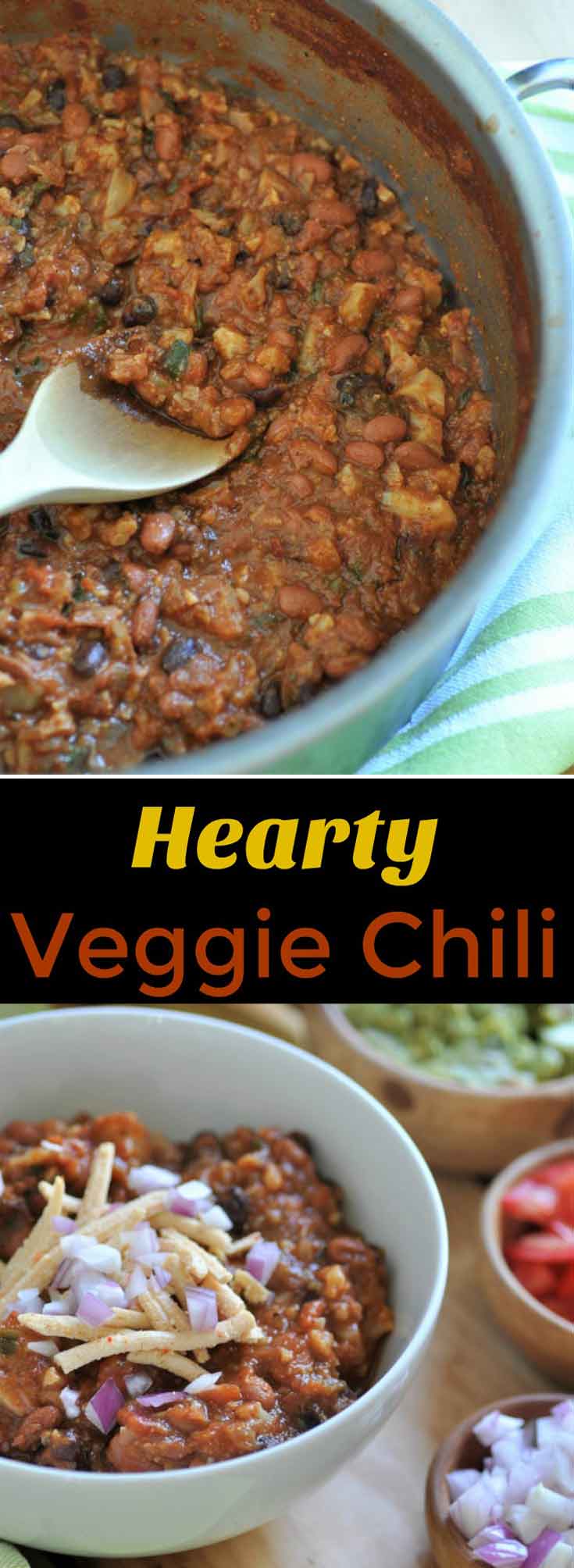 Hearty and meaty vegan chili that will satisfy meat eaters. The secret ingredient is cauliflower.