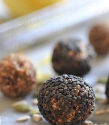 Energy bites with pepitas and sunflower seeds.