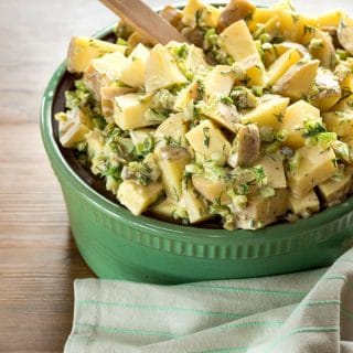 Potato Salad in green bowl for cookbook