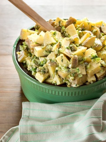 Potato Salad in green bowl for cookbook