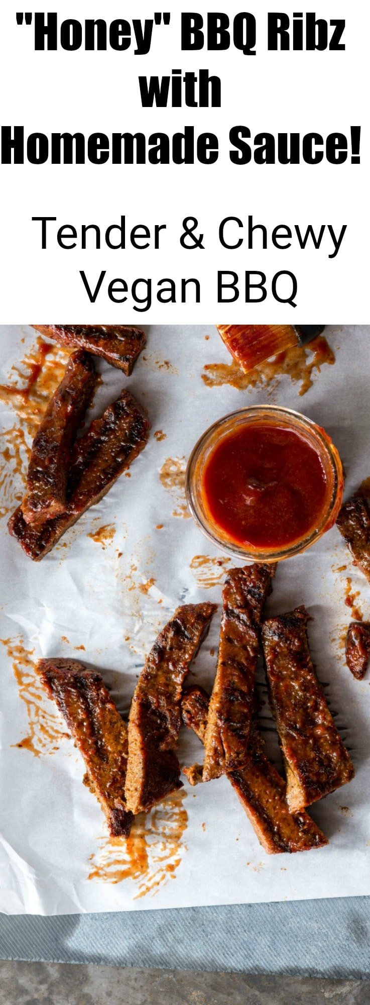 A Pinterest pin for vegan ribs.