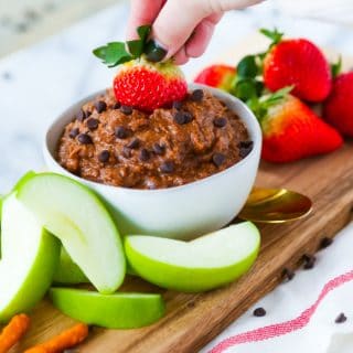 Brownie batter hummus with hand dipping