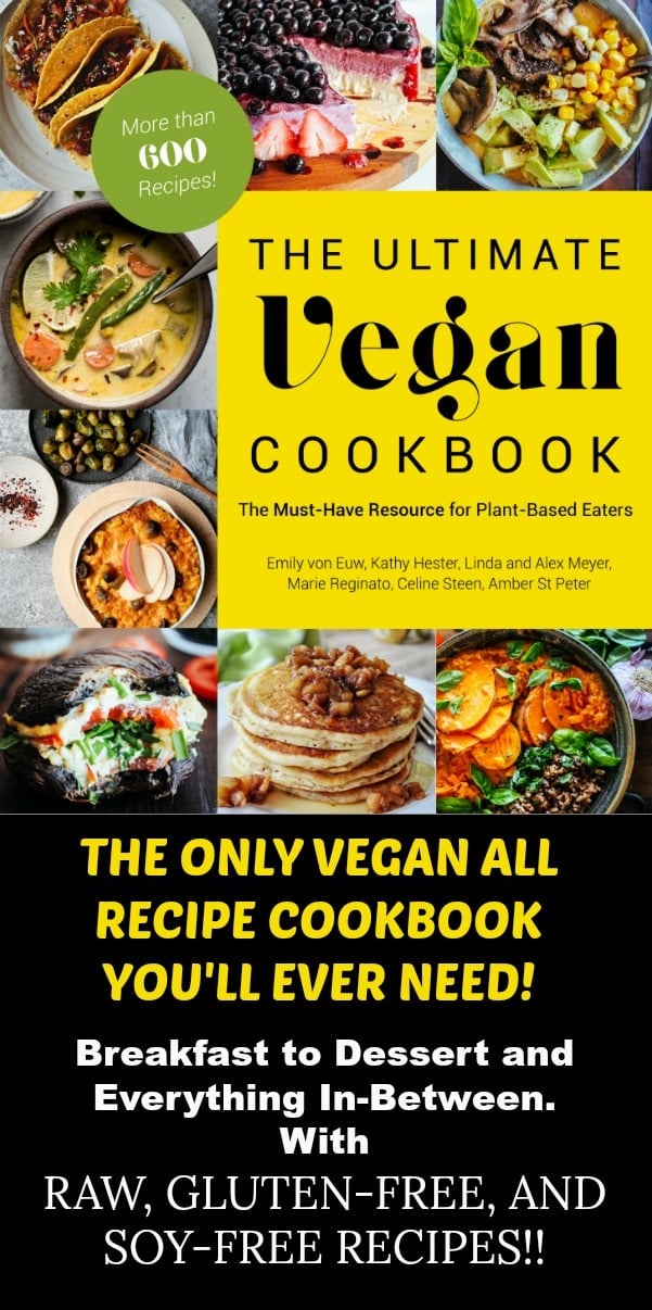 This is the only all recipe vegan cookbook you're ever going to need. Over 600 recipes! #vegan #cookbook #veganresource