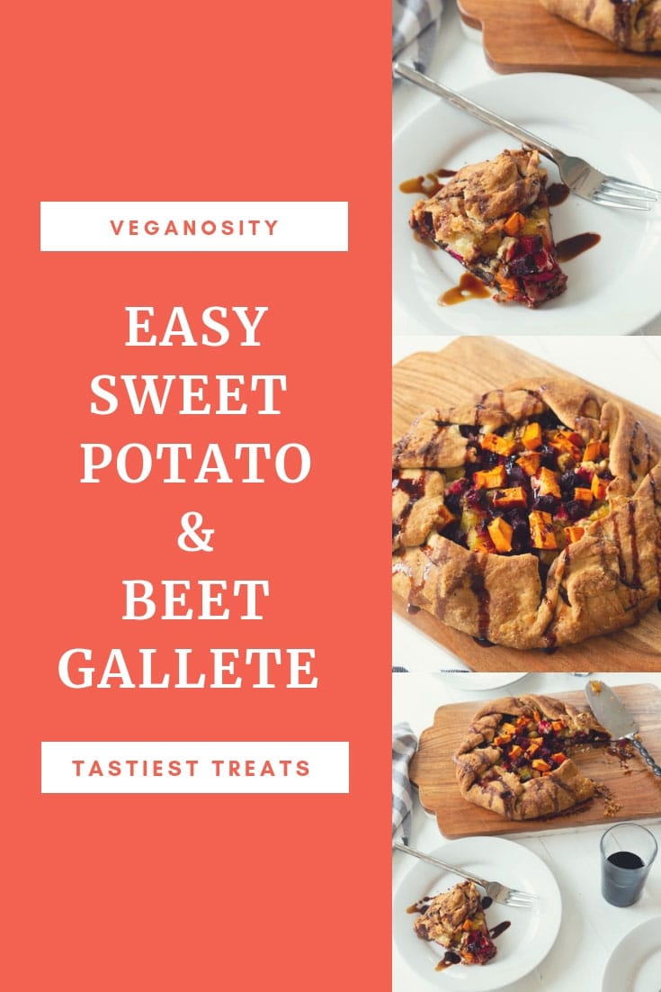 This vegan sweet potato and beet gallete is so savory, sweet, and delicious! The perfect winter comfort food. #comfortfood #crostata #dinner