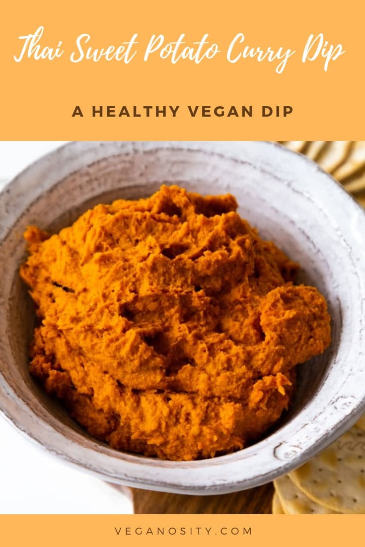 Thai Sweet Potato Curry Dip is made with whole foods and is delicious! #plantbased #vegan #dip