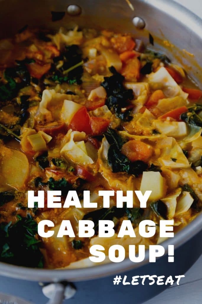 A delicious blend of cabbage, kale, carrots and other winter vegetables and Irish spices. Easy to make! #vegan #soup #cabbagesoup