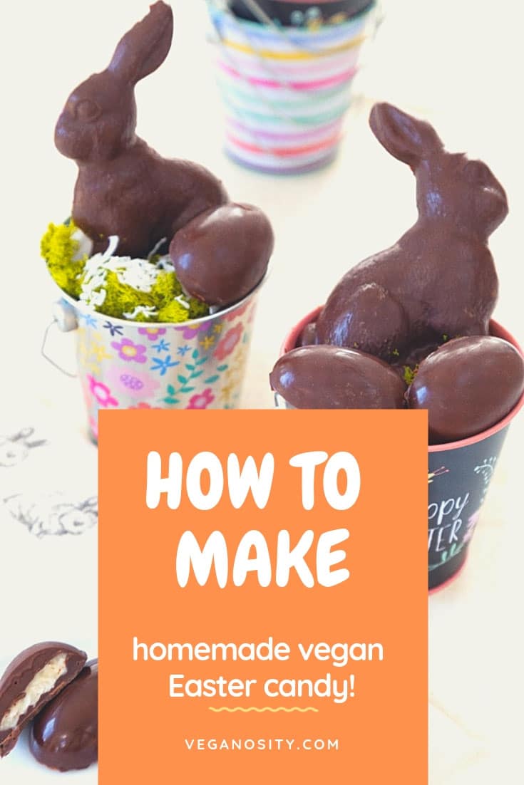 Learn how to make the easiest vegan chocolate filled Easter candy from scratch! #vegan #Easter #candy