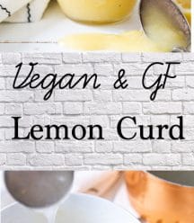A PInterest pin for lemon curd with two pictures of the curd in a jar.