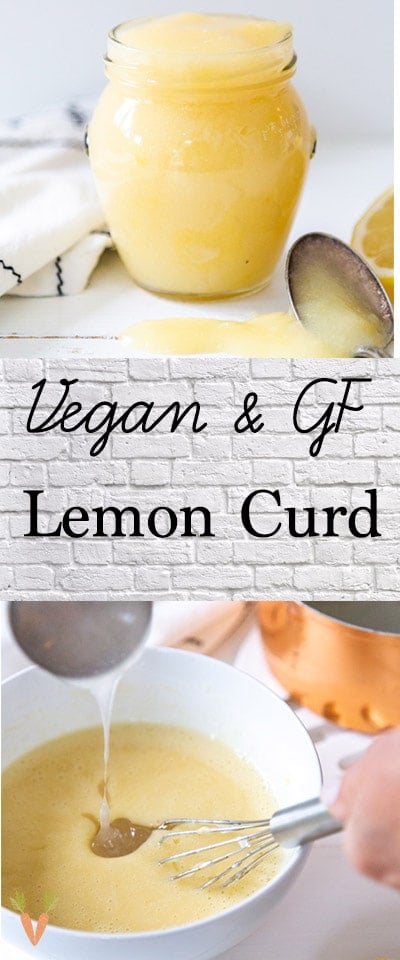 A PInterest pin for lemon curd with two pictures of the curd in a jar. 