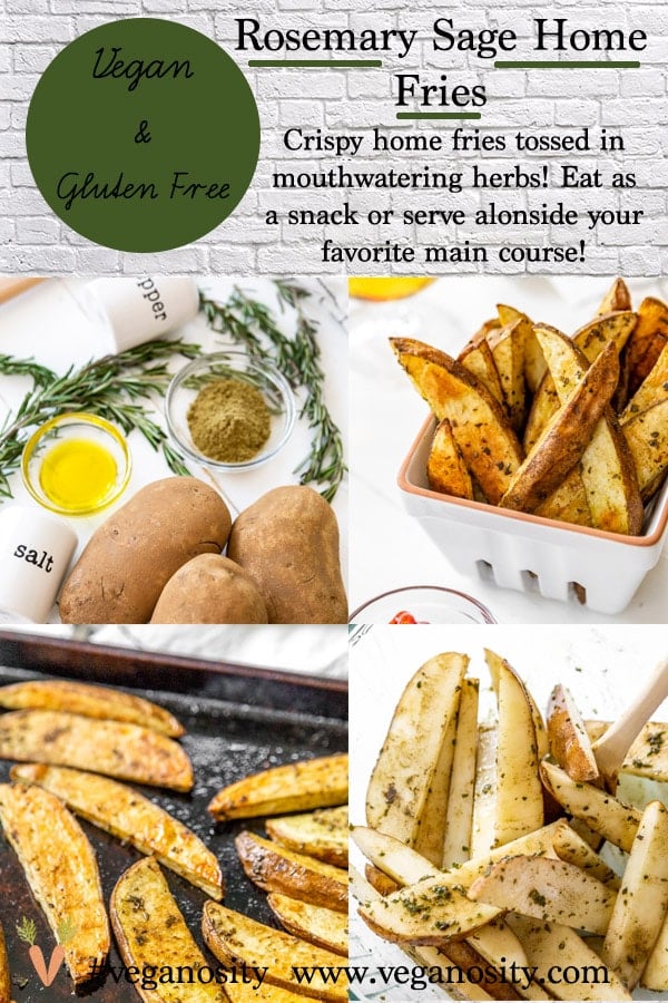 A Pinterest pin for Home Fries with four pictures of the fries. 