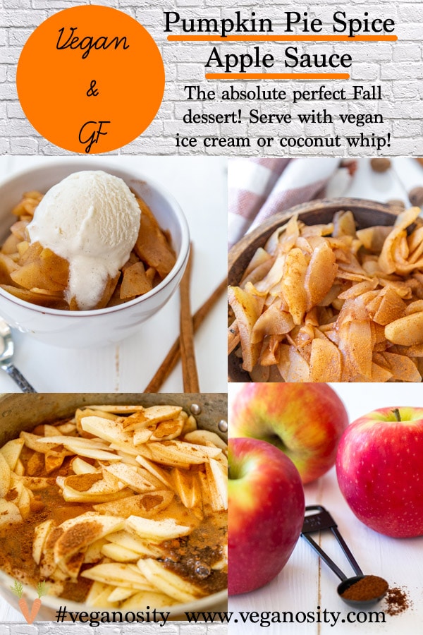 A PInterest pin for Homemade Pumpkin Spice Apple Sauce with four pictures of the applesauce.