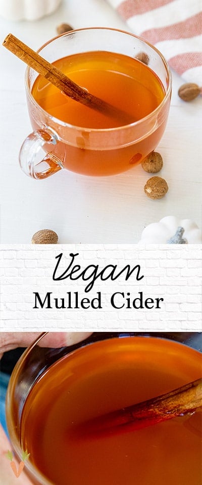 A Pinterest Pin for mulled cider with two pictures of the cider. 