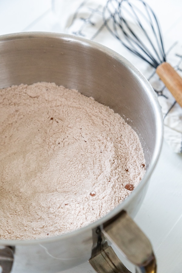 A mixing bowl with flour.