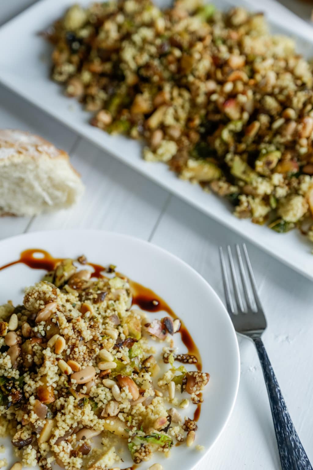 Warm Couscous & Brussels Sprouts Salad Veganosity