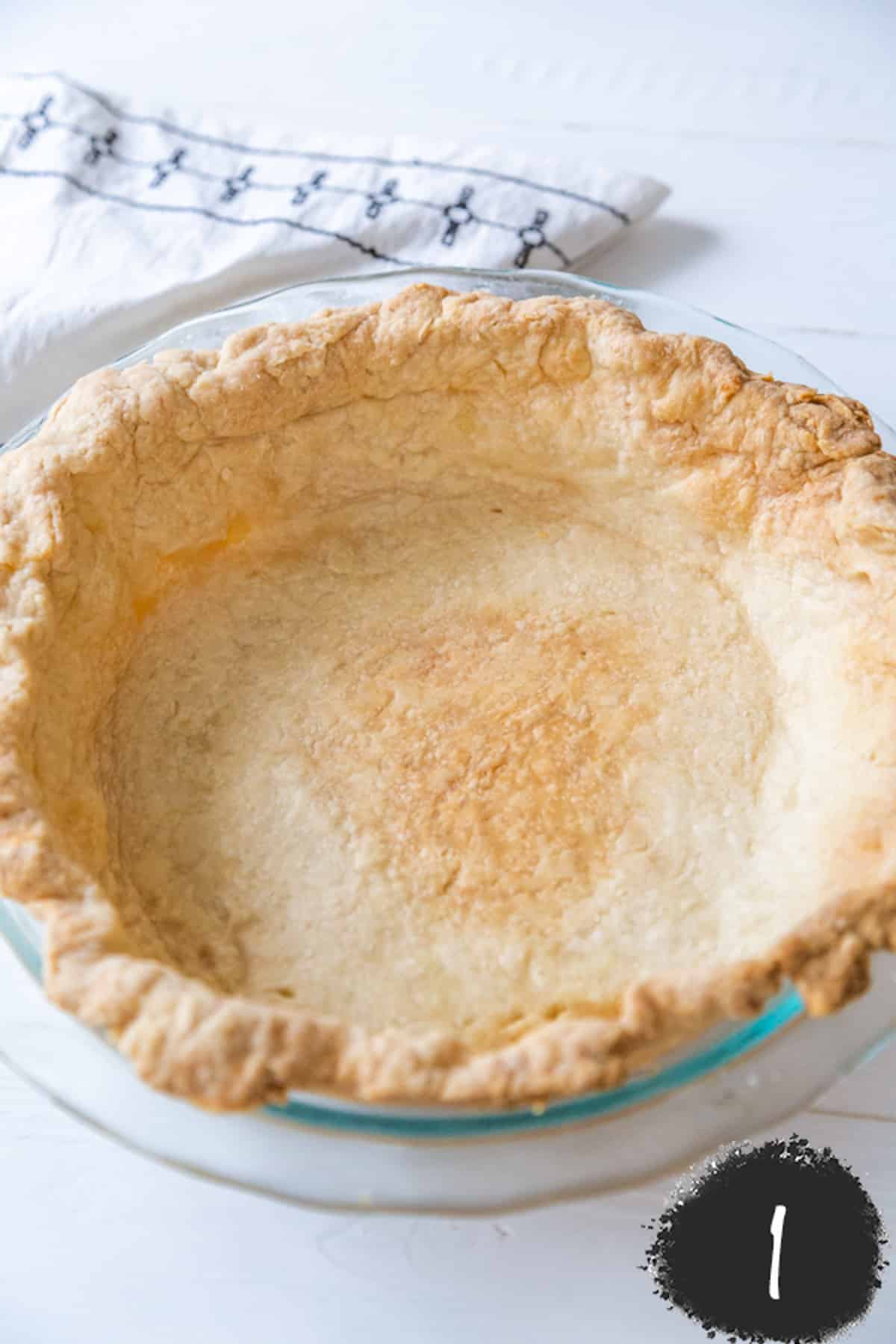 A baked pie crust.