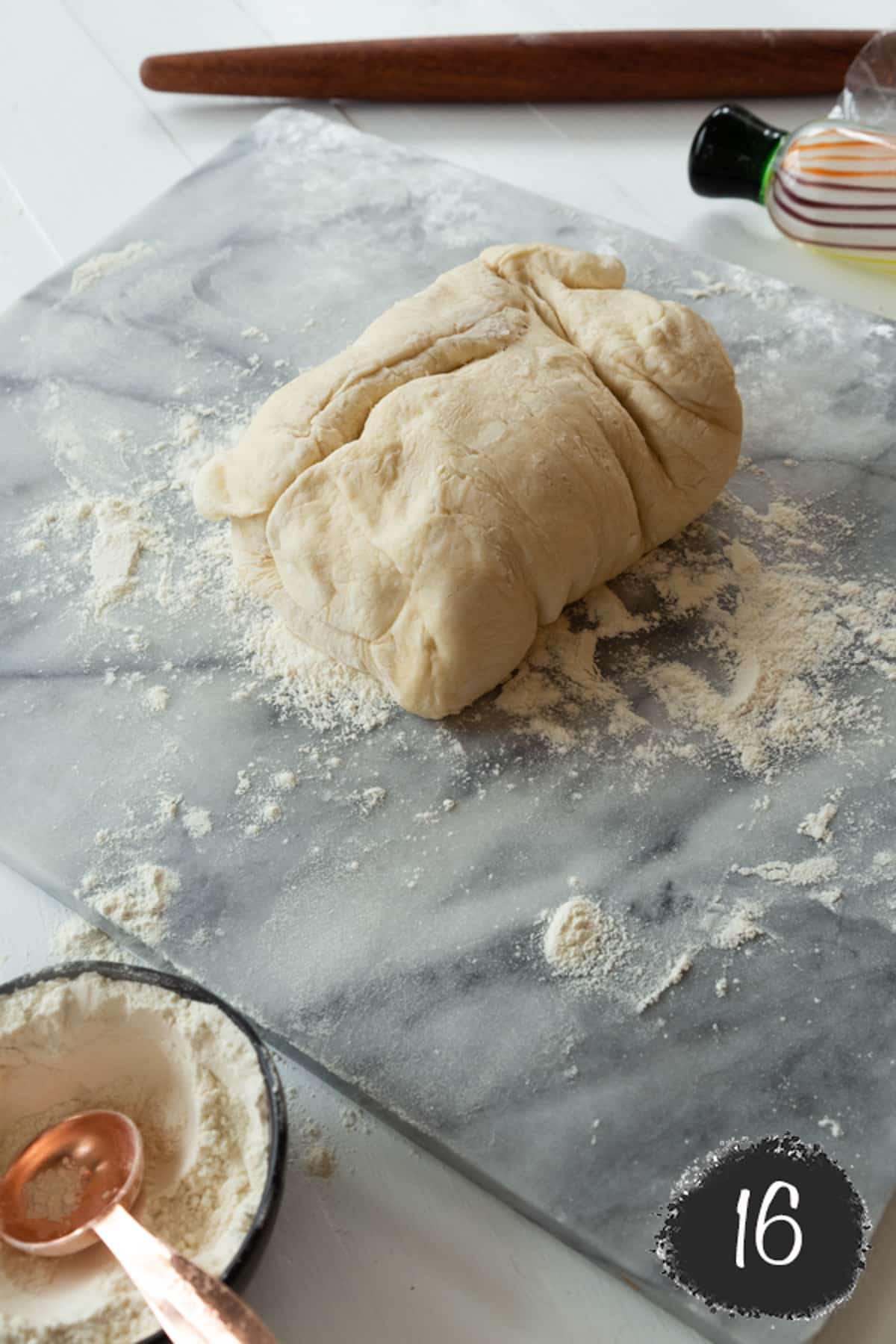 A thick square of croissant dough.