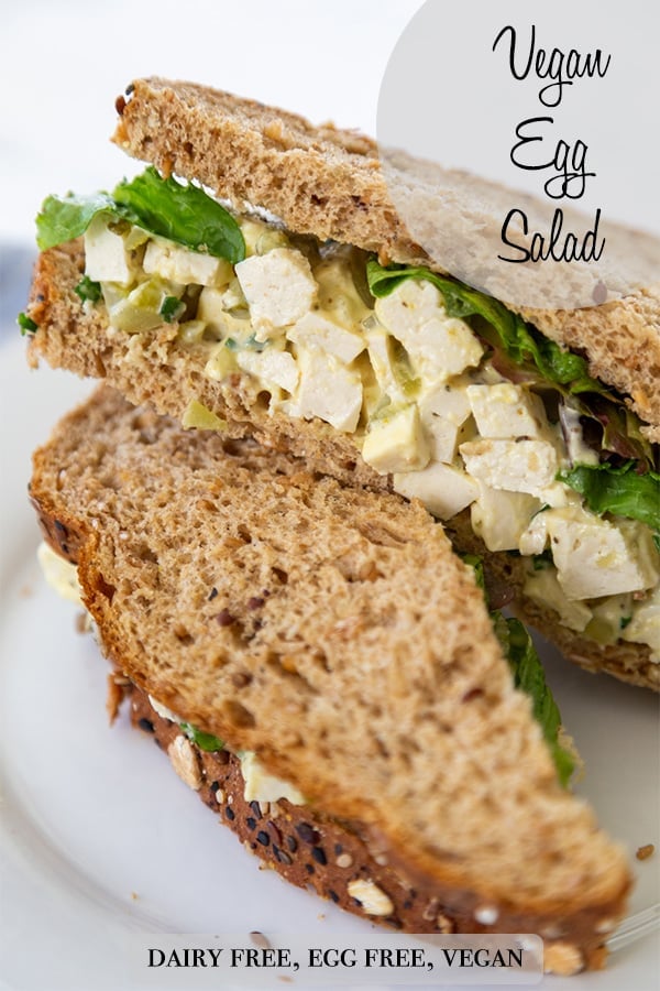 A Pinterest pin for vegan tofu egg salad.